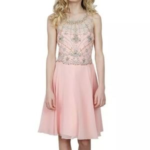 Jeweled blush pink peach flower girl dress gown 10
